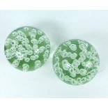 Pair of large, clear-glass paperweights