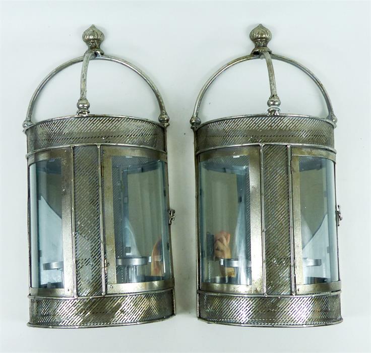 A pair of chromed, wall-mounted, candle holders - Image 4 of 4