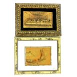 Two, framed, relief-panel artworks