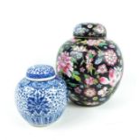 Two, Chinese, lidded ginger jars