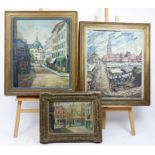 Alice M West, (British) Three, continental, framed, oil paintings