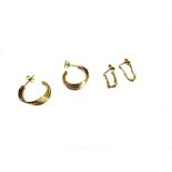 Two pairs of 9 ct gold earrings