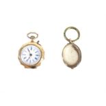 Antique, 14 ct rose gold pocket watch and a rose gold locket