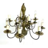A brass chandelier