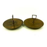 Pair of circular bronzed trays with handles