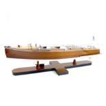 Model of a vintage-style, wooden speedboat
