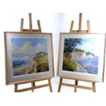 A pair of prints of coastal scenes