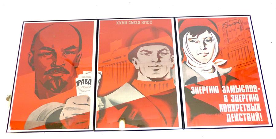 Three 1980's Soviet Russian propaganda posters