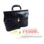 A Gianfranco Ferre embossed crocodile leather bag