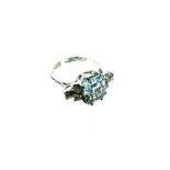 An 18ct White gold Aquamarine and diamond ring of 4.5ct total