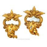 A pair of 19th century, gilt wood, Venetian, wall mirrors
