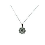 An 18ct White gold diamond Daisy style pendant necklace of 1/2 ct of diamonds