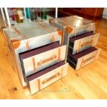 A pair of Andrew Martin style aviator aluminium bedside chests