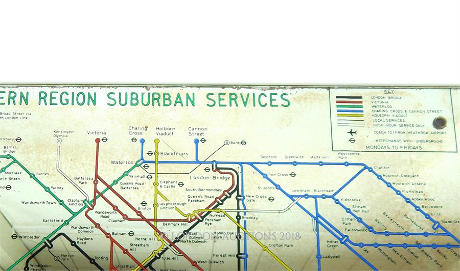 A vintage British railway train map frameless mirror - Image 2 of 2