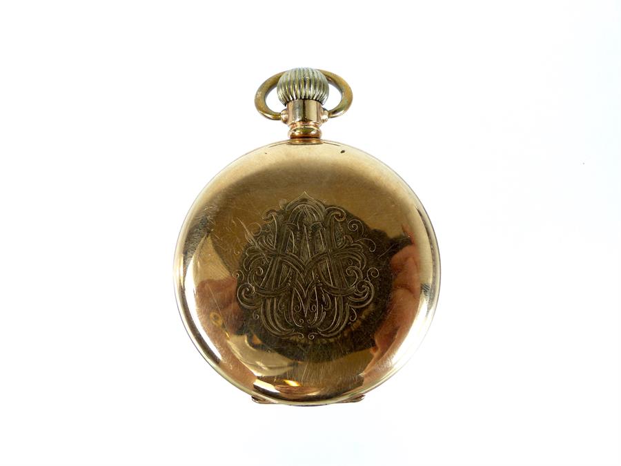 A gold plated full hunter Rolex pocket watch with subsidiary dial to the face - Image 2 of 2