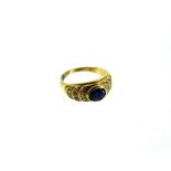 A Yellow gold Sapphire and diamond ring