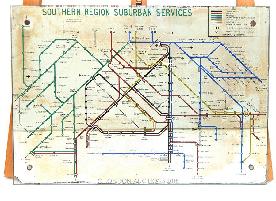 A vintage British railway train map frameless mirror