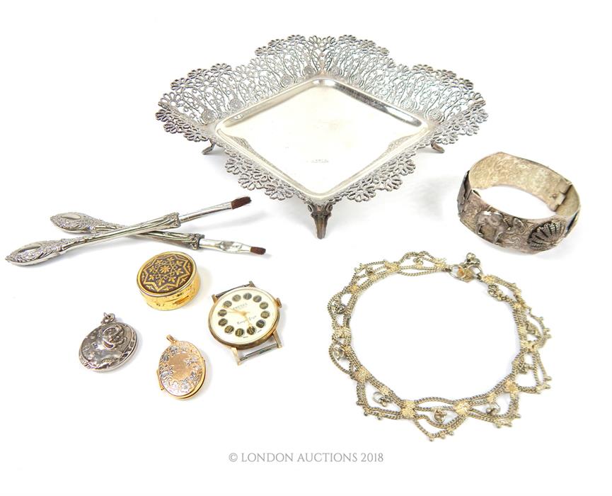 An Argentinian sterling silver bowl and other items