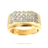 A 10ct yellow gold and diamond gentleman's ring