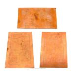 Three early 19th century engraved Copper plates. One with stamp for Hughes & Kimberly of London.