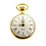 A yellow metal and enamelled, Halcyon Days, miniature pocket watch