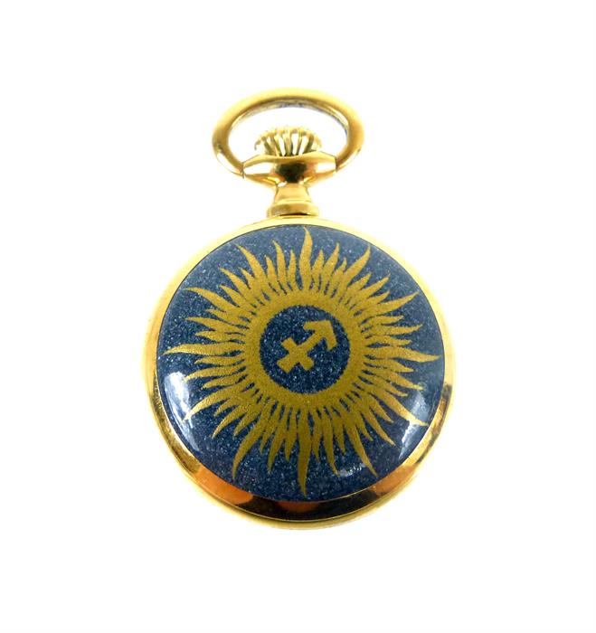 A yellow metal and enamelled, Halcyon Days, miniature pocket watch - Image 2 of 2