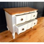 An oak-topped, white-painted chest of drawers