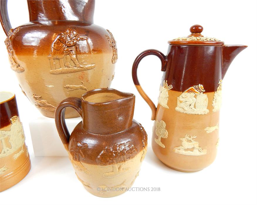 Three late 19th century Doulton stoneware harvest jugs and a similar - Image 2 of 3