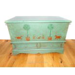 A green painted mule chest