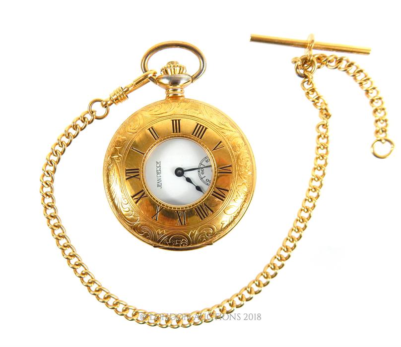 A Jean Pierre of Switzerand gold plated half hunter pocket watch