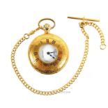 A Jean Pierre of Switzerand gold plated half hunter pocket watch