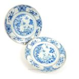 A Pair of Blue and White Tin Glazed Earthenware Plates. 18th century.
