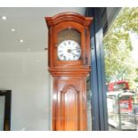 A 19th century, pine-cased, French, grandfather clock