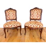 A pair of c1860 French rosewood side chairs, probably by Gueret Freres of Paris