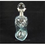 A Late Victorian Sterling Silver Mounted Hour Glass Decanter with Stopper.