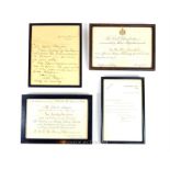 Four framed 1930's letters and invitations, all addressed to Dudley Beresford