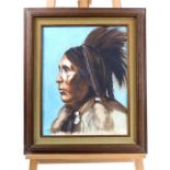 Gilbert Clarke oil on board portrait of a Native American