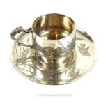 A French Sterling Silver Cup and Saucer.
