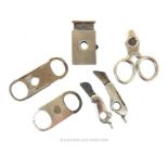 Various Continental Silver Mounted Cigar Cutters. Stamped 935.