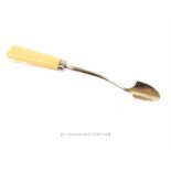 A George III Sterling Silver and Bone Handled Cheese Scoop.