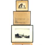 A collection of three etchings