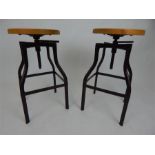 A pair of contemporary industrial stools