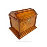 A Continental marquetry inlaid jewellery / work box