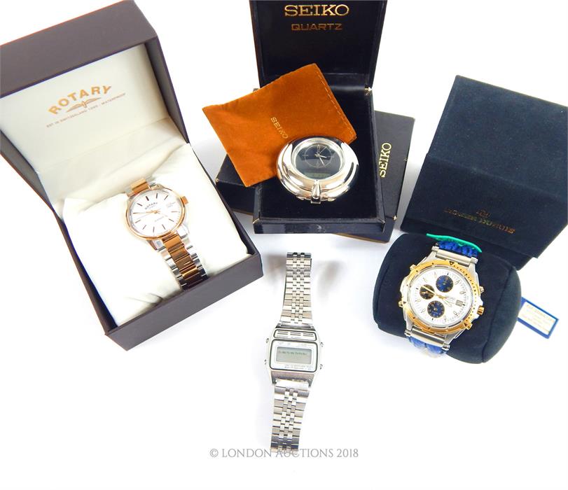 A Rotary Avenger gents watch and three Seiko watches