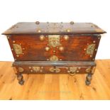 An 18th century Dutch East Indes Colonial hardwood chest on stand