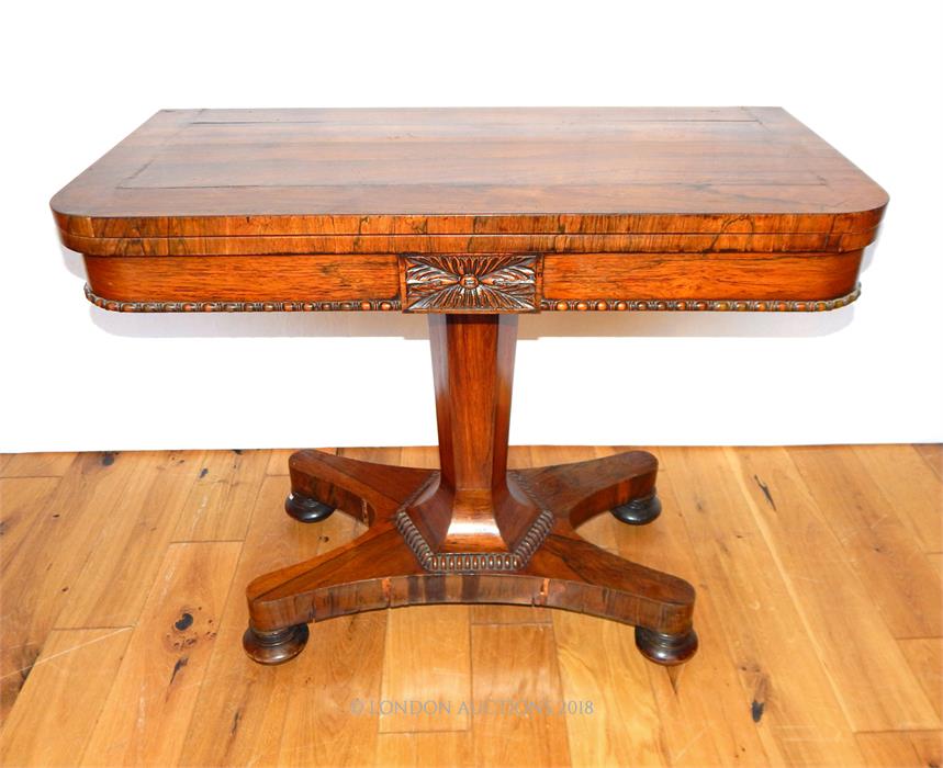 A William IV rosewood card table