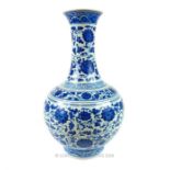 A large, Chinese, blue and white, vase