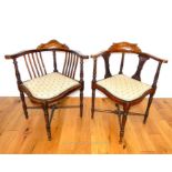 Pair of Edwardian Style Mahogany Corner Chairs.