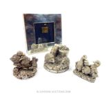 Three sterling silver miniature animals by Country Artists and a photo frame