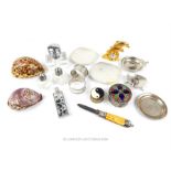 A collection small silver and and silver plated items together with some shells